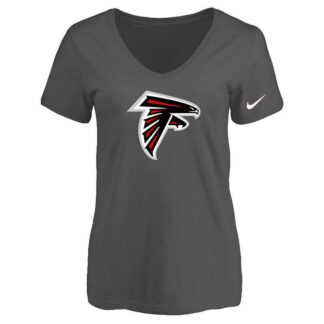 Women's Atlanta Falcons D.Gray Logo V neck T-Shirt FengYun