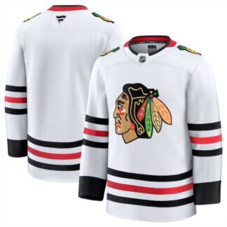 Men's Chicago Blackhawks Custom White 2024-25 Away Stitched Hockey Jersey