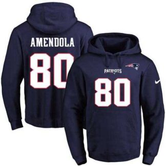 Printed Nike New England Patriots #80 Danny Amendola Navy Name & Number Men's Pullover Hoodie
