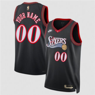 Men's Philadelphia 76ers Active Player Custom Black 2025 Classic Edition Stitched Jersey