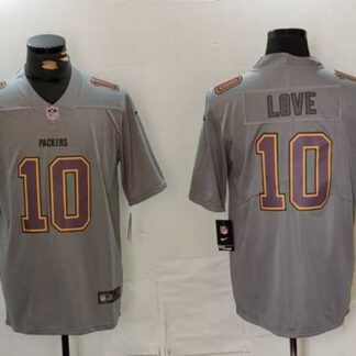 Men's Green Bay Packers #10 Jordan Love Grey Atmosphere Fashion Limited Stitched Jersey