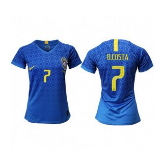 Women’s Brazil #7 D. Costa Away Soccer Country Jersey