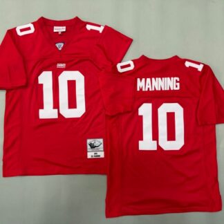 Men's New York Giants #10 Eli Manning Red 'MN' 2004 Throwback Jersey