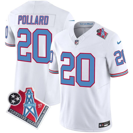 Men's Tennessee Titans #20 Tony Pollard White 1997 Throwback Vapor F.U.S.E. Limited Jersey