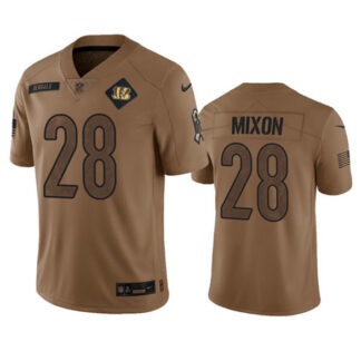 Men's Cincinnati Bengals #28 Joe Mixon 2023 Brown Salute To Service Limited Football Stitched Jersey