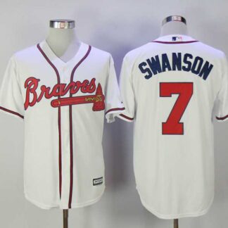 Atlanta Braves #7 Dansby Swanson White New Cool Base Stitched Jersey