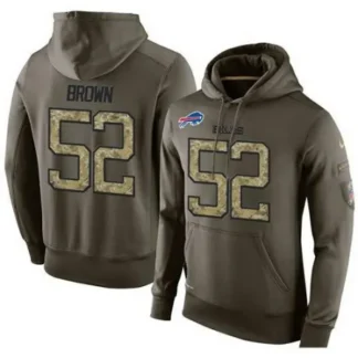 NFL Men's Buffalo Bills #52 Preston Brown Stitched Green Olive Salute To Service KO Performance Hoodie