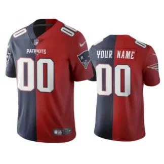 Men's New England Patriots Customized Navy Red Split Two Tone Limited Stitched Jersey 2T2S