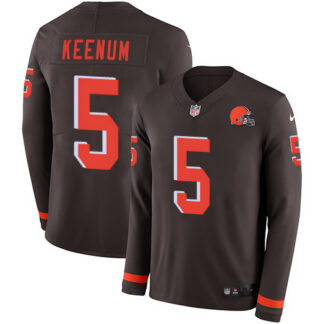 Nike Cleveland Browns #5 Case Keenum Brown Team Color Men’s Stitched NFL Limited Therma Long Sleeve Jersey