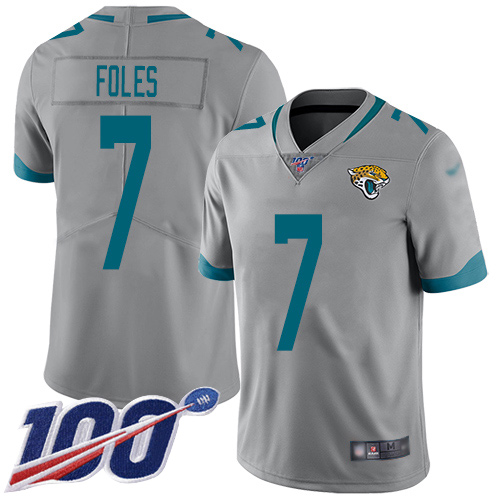 Nike Jacksonville Jaguars #7 Nick Foles Silver Men’s Stitched NFL Limited Inverted Legend 100th Season Jersey