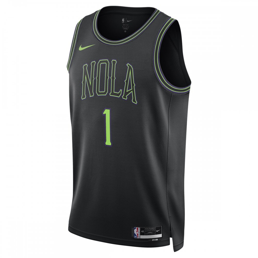 Zion Williamson New Orleans Pelicans Nike Unisex 2023/24 Swingman Jersey - Black - City Edition - Image 2