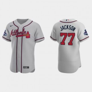 ultra‑ Atlanta Atlanta Braves #77 Luke Jackson Men’s Nike 2021 World Series Champions Patch MLB Authentic Player Jersey –... ‑uniform