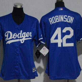 Women's Los Angeles Dodgers #42 Jackie Robinson Retired Royal Blue Stitched MLB Majestic Cool Base Jersey