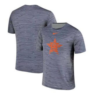 Houston Astros Gray Black Striped Logo Performance T-Shirt