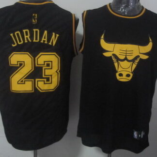 Chicago Bulls #23 Michael Jordan Revolution 30 Swingman 2014 Black With Gold Jersey