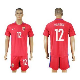 Norway #12 Hansen Home Soccer Country Jersey