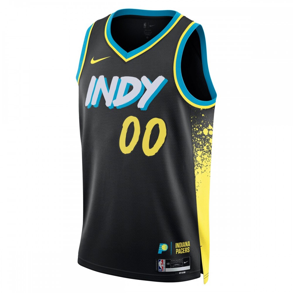 Indiana Pacers Nike Unisex 2023/24 Custom Swingman Jersey - Black - City Edition - Image 2