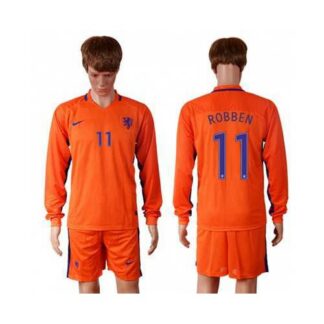 Holland #11 Robben Home Long Sleeves Soccer Country Jersey