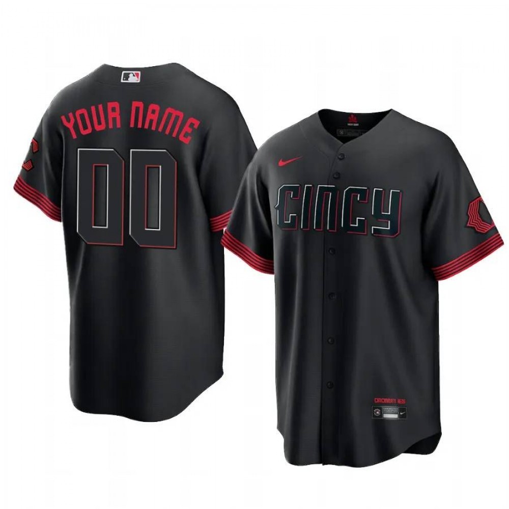 Cincinnati Reds Nike 2023 City Connect Replica Youth Custom Jersey - Black