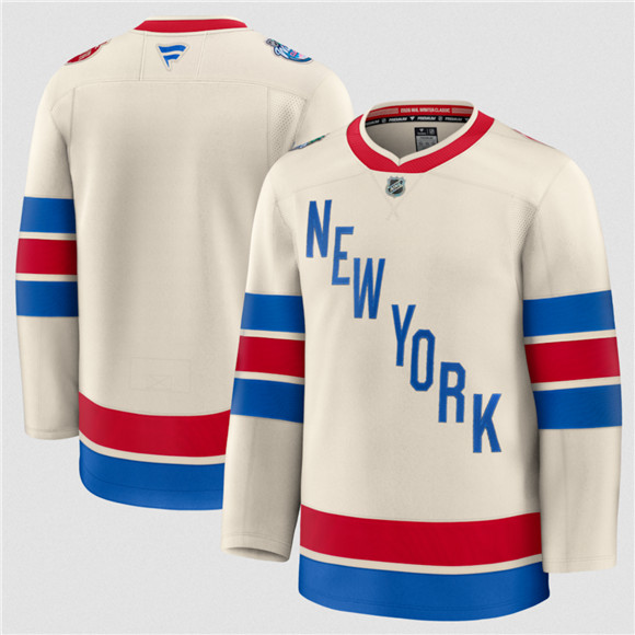 Men's New York Rangers Blank Cream 2026 Winter Classic Stitched Hockey Jersey