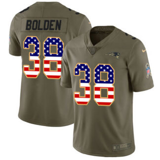 Nike New England Patriots #38 Brandon Bolden Olive/USA Flag Men’s Stitched NFL Limited 2017 Salute To Service Jersey