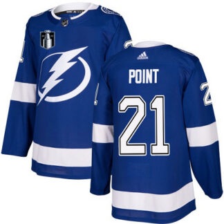 Adidas Tampa Bay Lightning #21 Brayden Point Blue 2022 Stanley Cup Final Patch Youth Home Authentic Stitched NHL Je...