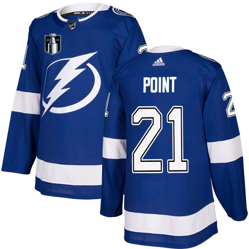 Adidas Tampa Bay Lightning #21 Brayden Point Blue 2022 Stanley Cup Final Patch Youth Home Authentic Stitched NHL Je...