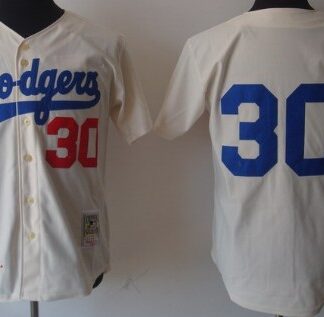 Los Angeles Dodgers #30 Maury Wills 1962 Cream Throwback Jersey