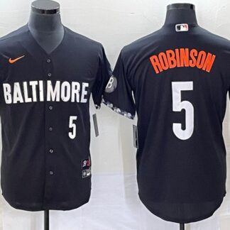 ultra‑ Men's Baltimore Orioles #5 Brooks Robinson Number Black 2023 City Connect Cool Base Stitched Jersey 1 ‑uniform