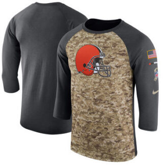 Men's Cleveland Browns Nike Camo Anthracite Salute to Service Sideline Legend Performance Three-Quarter Sleeve T Shirt
