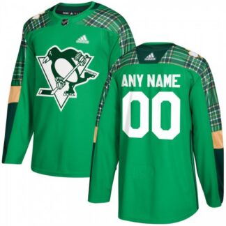 Men’s Adidas Pittsburgh Penguins Personalized Green St. Patrick’s Day Custom Practice NHL Jersey