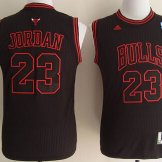 Youth Chicago Bulls #23 Michael Jordan All Black With Red Swingman Jerseys