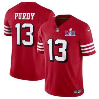 Men's San Francisco 49ers #13 Brock Purdy New Red 2024 F.U.S.E. Super Bowl LVIII Patch Vapor Untouchable Limited Fo...