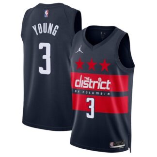 Men & Women & Youth Washington Wizards #3 Trae Young Navy Statement Edition Stitched Jersey