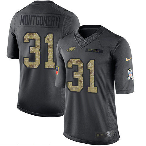 Men's Philadelphia Eagles #31 Wilbert Montgomery Black Anthracite 2016 Salute To Service Stitched NFL Nike Limited...