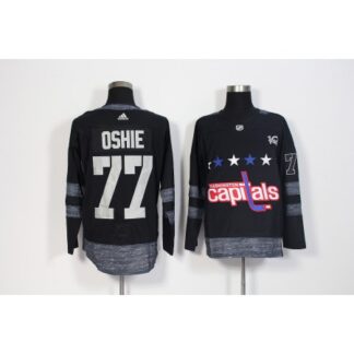 Men's Washington Capitals #77 T.J Oshie Black 1917-2017 100th Anniversary Stitched NHL Jersey