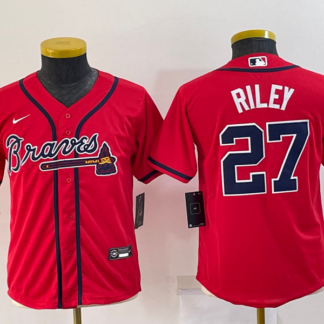 Youth Atlanta Braves #27 Austin Riley Red Stitched MLB Cool Base Nike Jersey