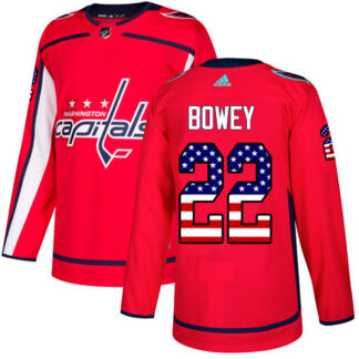 Adidas Washington Capitals #22 Madison Bowey Red Home Authentic USA Flag Stitched NHL Jersey