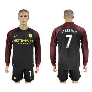 Manchester City #7 Sterling Away Long Sleeves Soccer Club Jersey