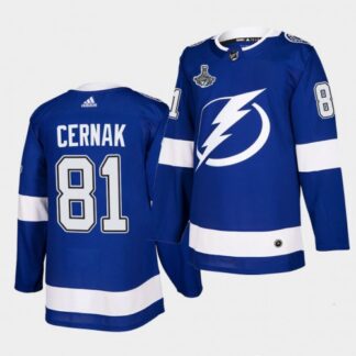 Adidas Tampa Bay Lightning #81 Erik Cernak Blue Home Authentic 2021 Stanley Cup Champions Jersey Youth