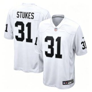 Men's Las Vegas Raiders #31 Treydan Stukes White 2026 NFL Draft Game Jersey