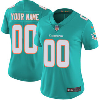 Nike Miami Dolphins Customized Aqua Green Team Color Stitched Vapor Untouchable Limited Women’s NFL Jersey