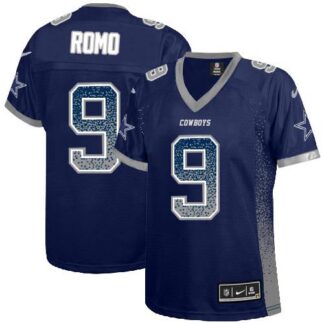 Nike Dallas Cowboys #9 Tony Romo Navy Blue Team Color Women’s Stitched NFL Elite Drift Fashion Jersey