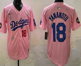Men's Los Angeles Dodgers #18 Yoshinobu Yamamoto Pink 2025 Tokyo Series Limited Jersey
