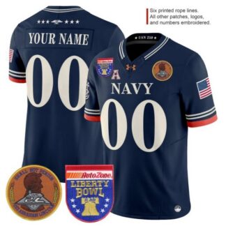 Men & Women & Youth Navy Midshipmen Custom Navy 250th Anniversary 2026 Liberty Bowl Patch F.U.S.E. Vapor Limited St...