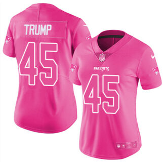 Nike New England Patriots #45 Donald Trump Pink Women’s Stitched NFL Limited Rush Fashion Jersey