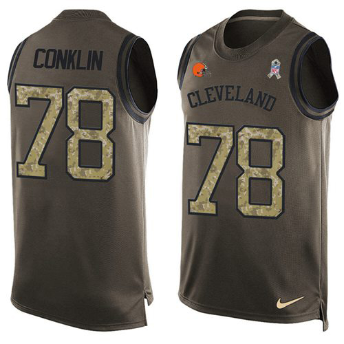 Nike Cleveland Browns #78 Jack Conklin Green Men’s Stitched NFL Limited Salute To Service Tank Top Jersey