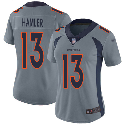 Nike Denver Broncos #13 KJ Hamler Gray Women’s Stitched NFL Limited Inverted Legend Jersey