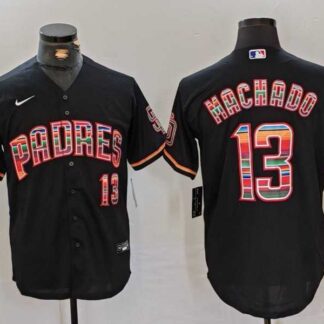 Men's San Diego Padres #13 Manny Machado Black Mexico Cool Base Stitched Jersey Dzhi
