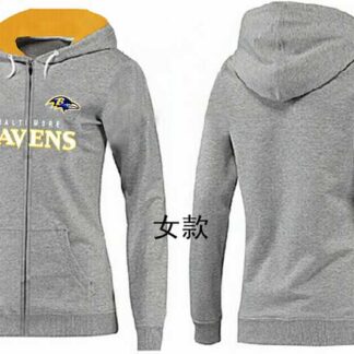 Womens Baltimore Ravens Team Logo 2015 Full Zip Hoodie-17